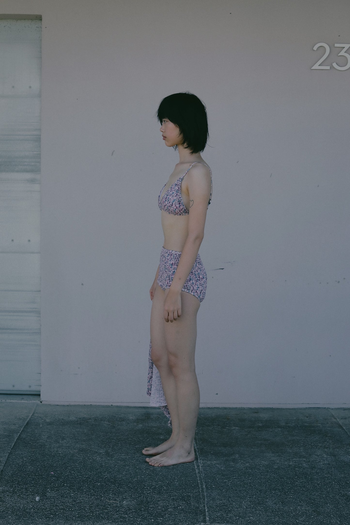 Shirring Flower Triangle Top