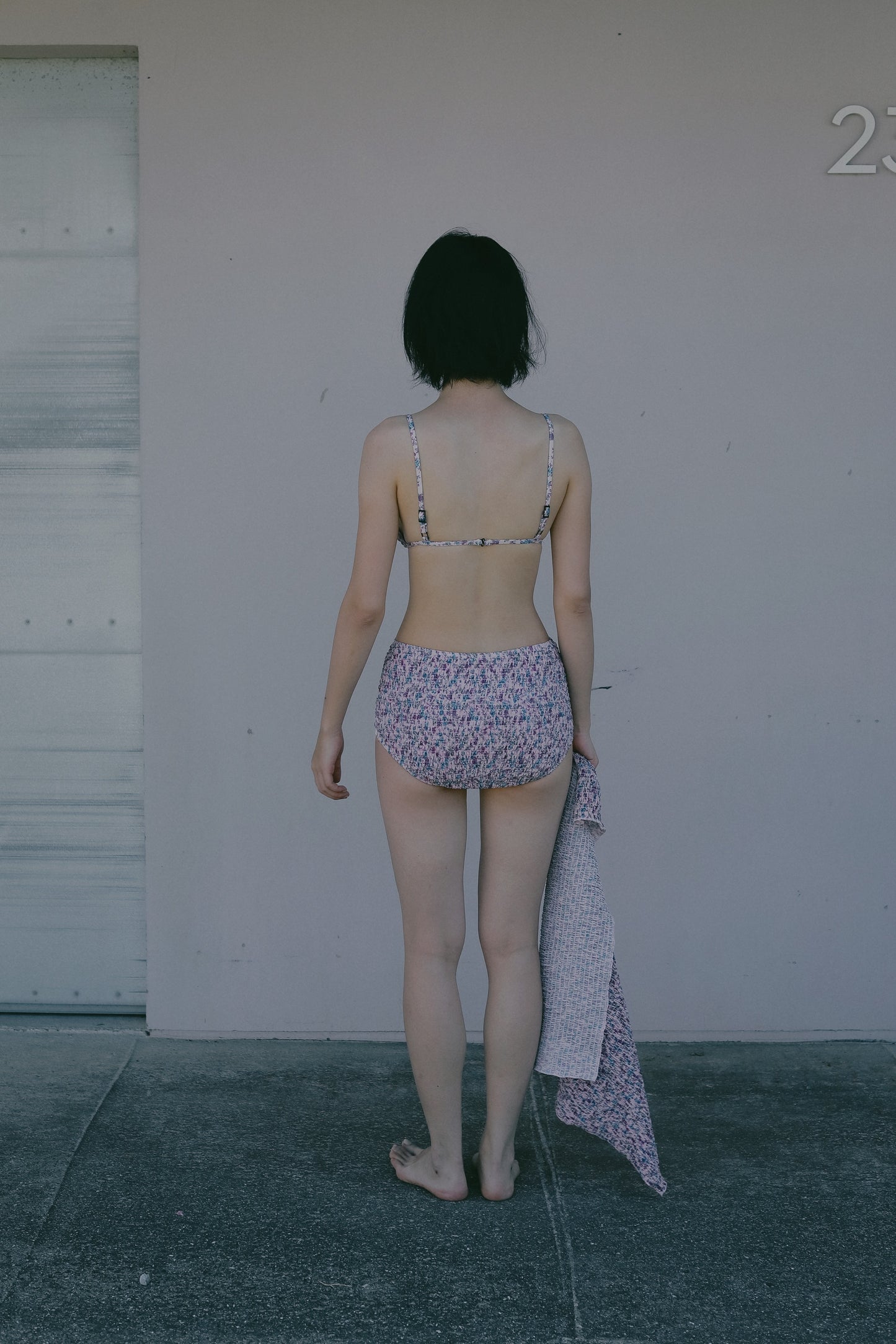 Shirring Flower Triangle Top