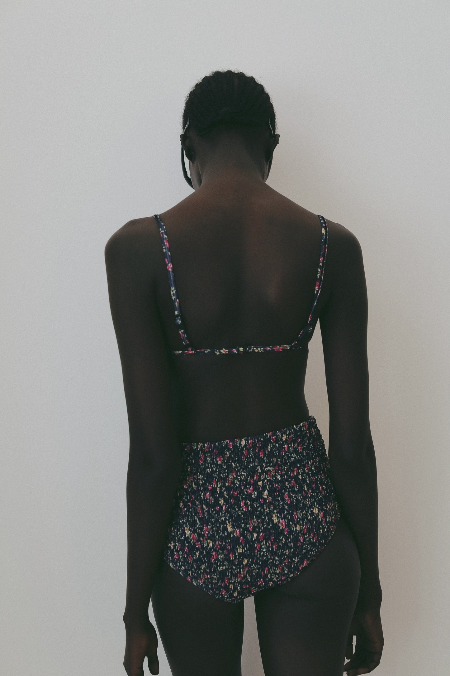 Shirring Flower Triangle Top