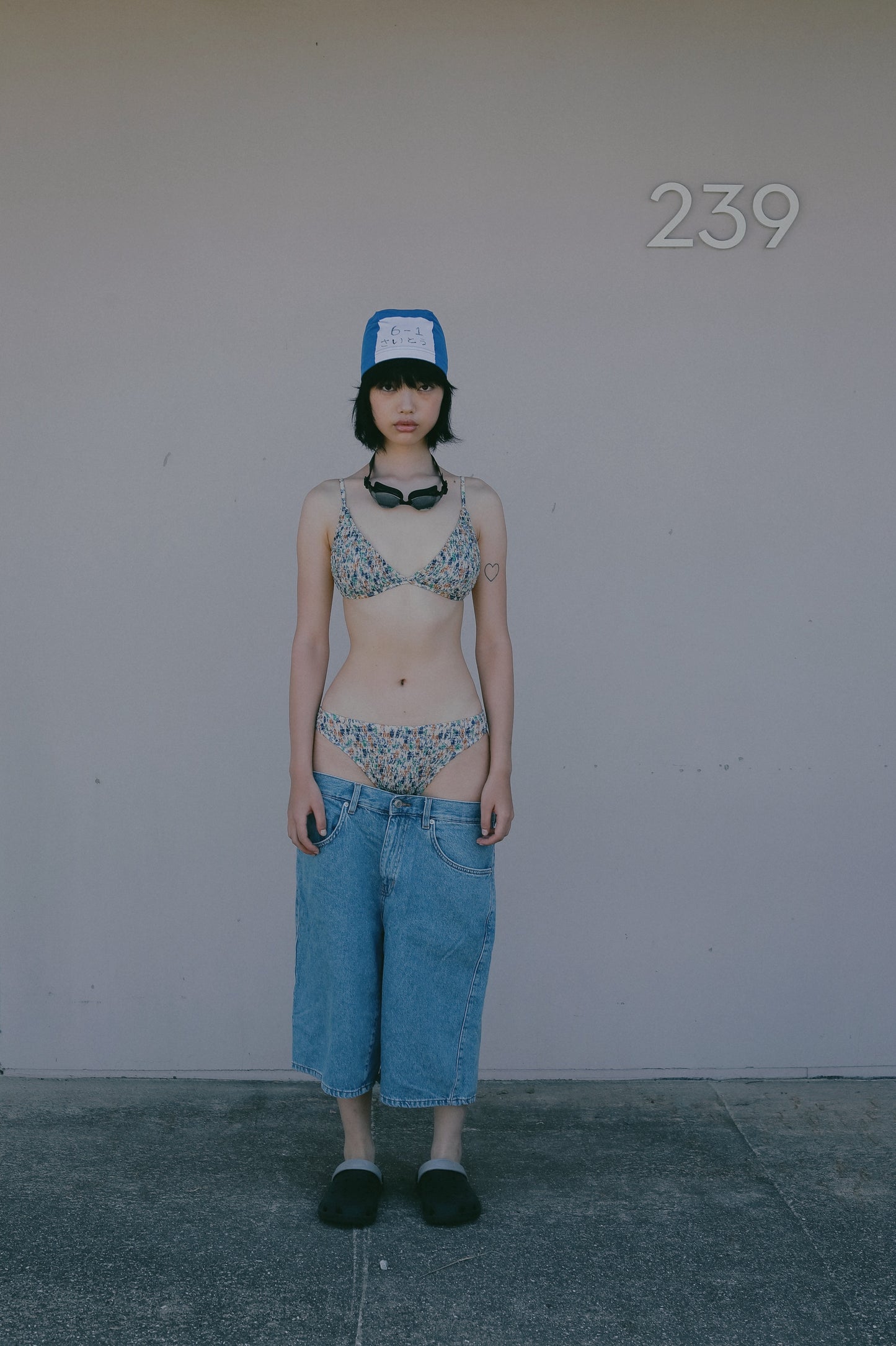 Shirring Flower Triangle Top